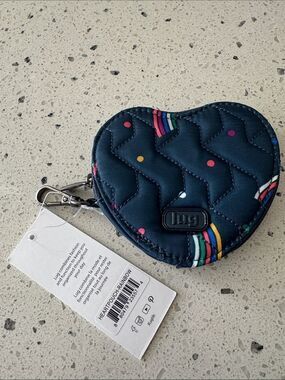 Lug Heart Pouch Rainbow Dots Blue Coin Purse Keys Holder Casual NWT